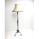 Wrought metal standard lamp with shade, H157cm Condition Report <a href='//www.