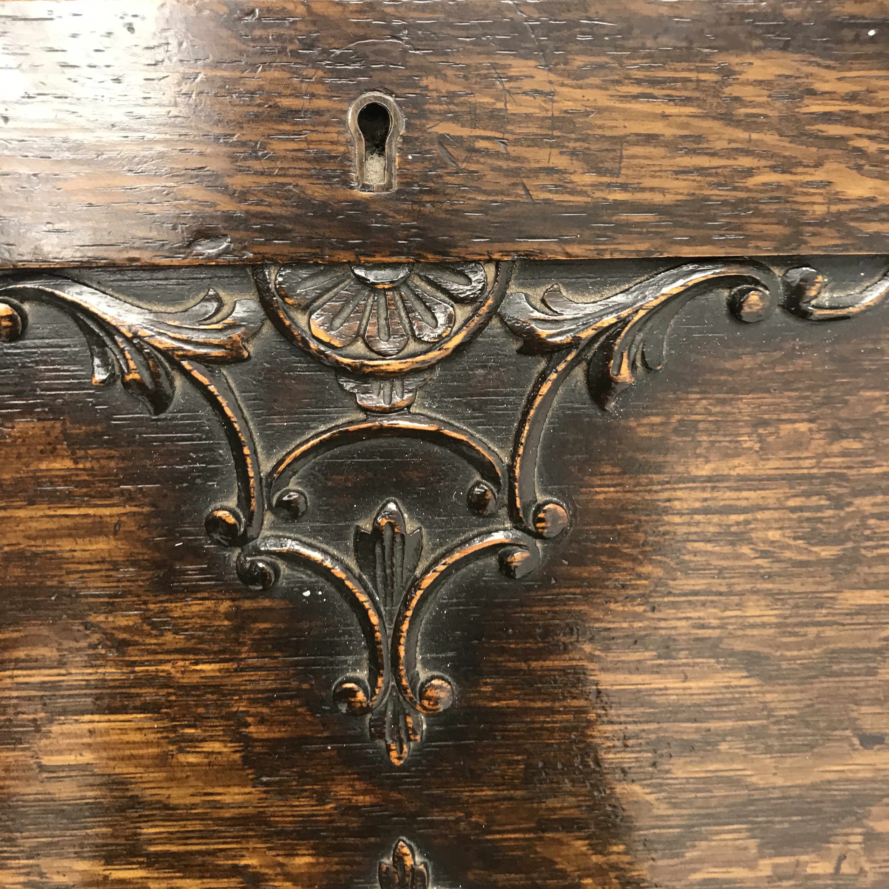 Early 20th century oak bureau, retracting fall front enclosing fitted interior above two drawers, - Image 5 of 5