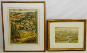 Henry Houghton Trivick (British 1908-1982): Valley Hamlet watercolour signed 42cm x 33cm;