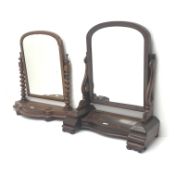 Two Victorian mahogany framed toilet mirrors,