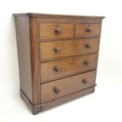 Victorian mahogany chest, two short and three long drawers, W102cm, H106cm,