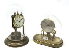 20th century German Anniversary clock, white Roman dial with urn finials, movement stamped 34739,
