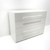 Gloss white chest, four drawers, plinth base, W100cm, H76cm,