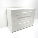 Gloss white chest, four drawers, plinth base, W100cm, H76cm,