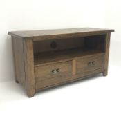 Barker & Stonehouse Frontier Range mango wood television stand, two single shelf, two drawers,