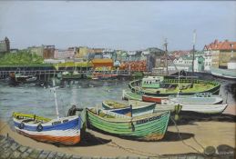 A Chadwick (20th century): Fishing Boats in Scarborough Harbour,