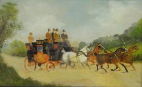 Philip Rideout (British 1842-1920): Coaching scene, oil on board unsigned 16.5cm x 26.