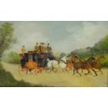 Philip Rideout (British 1842-1920): Coaching scene, oil on board unsigned 16.5cm x 26.