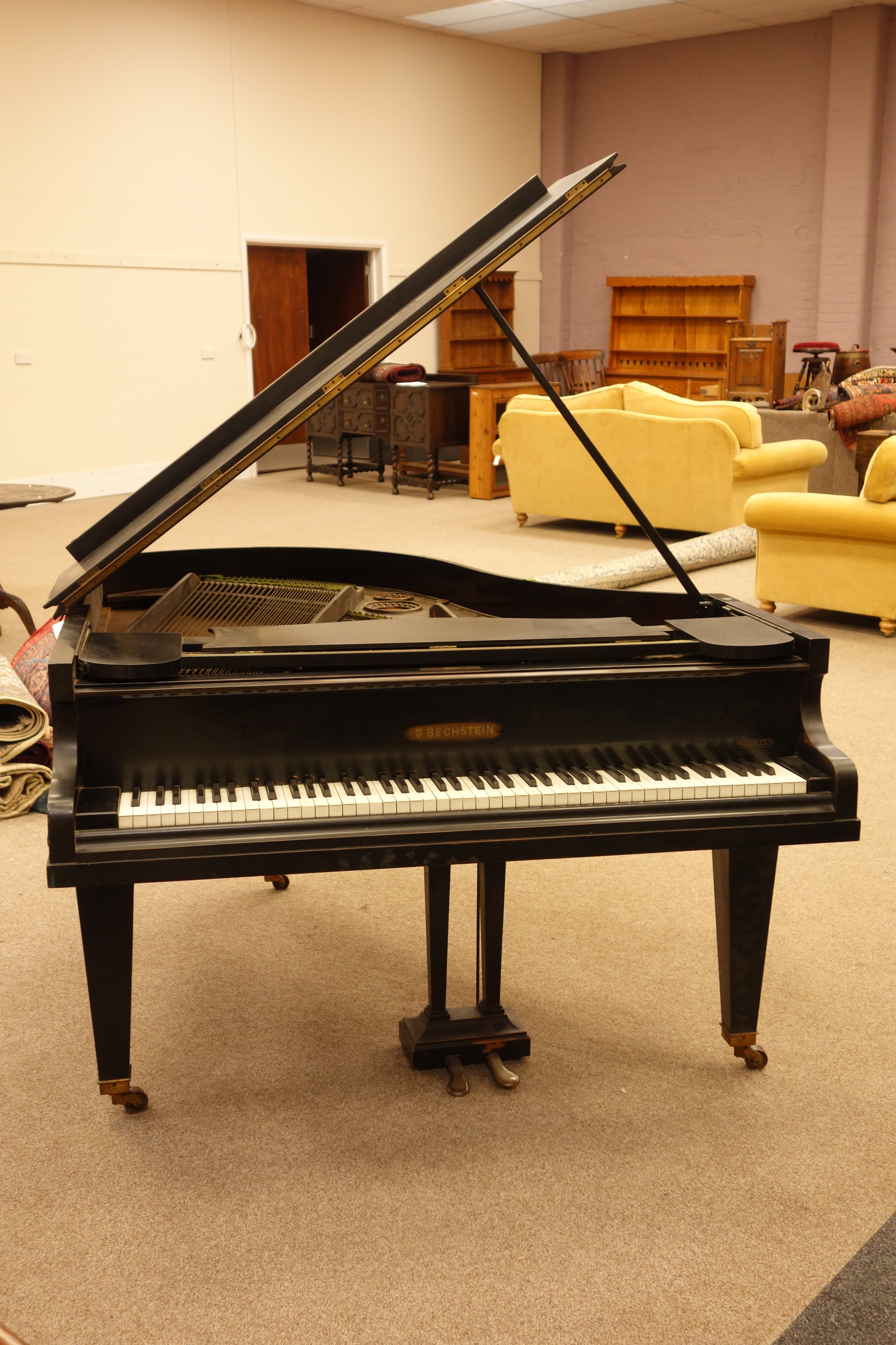 Early 20th century Bechstein model L ebonised baby grand piano, iron framed - Image 8 of 10