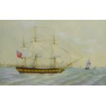 H Hulthen (19th/20th century): British Frigate off the Coast,