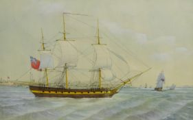 H Hulthen (19th/20th century): British Frigate off the Coast,