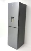 Logik LNFD55X1 fridge freezer with water dispenser, silver grey finish, W56cm, H185cm,