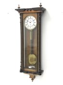 Victorian walnut and ebonised cased Vienna type wall clock,