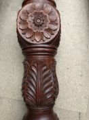 Four pairs of carved mahogany bed posts with either carved, wrythen fluted or reeded columns,