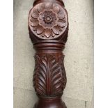 Four pairs of carved mahogany bed posts with either carved, wrythen fluted or reeded columns,