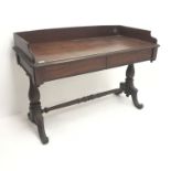 Victorian mahogany washstand, raised shaped back, two frieze drawers,