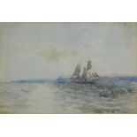 M Weatherill (British 1834-1913): Yacht at Sea,