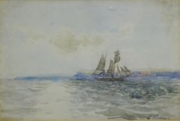 M Weatherill (British 1834-1913): Yacht at Sea,