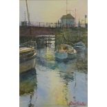 Robert Brindley (British 1949-): The Swing Bridge, Whitby', watercolour signed,