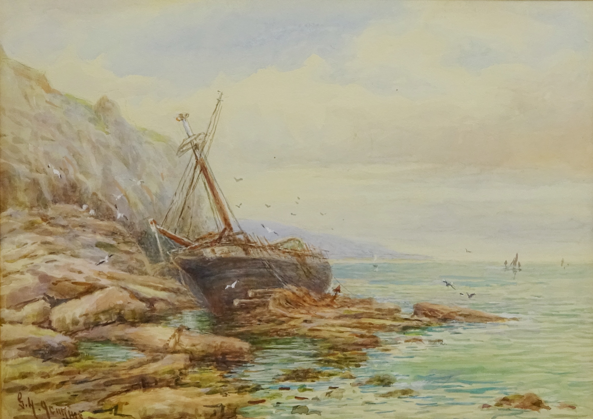 George Henry Jenkins (British 1843-1914): 'On the Cornish Coast', watercolour signed 24.5cm x 34.