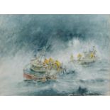 John Emerson (British Contemporary): Scarborough Trawler 'Unity' in a Heavy Swell