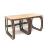 Teak nest of three tables, W102cm, H51cm, D49cm Condition Report <a href='//www.