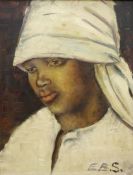 E B S (African School 20th century): Portrait of a Young Woman,