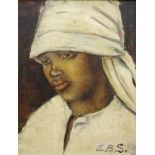 E B S (African School 20th century): Portrait of a Young Woman,