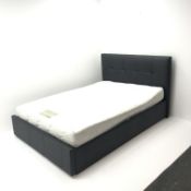 Leatherette sledge style 4'6" double bed, single foot drawer and Easi-Pocket Support mattress,