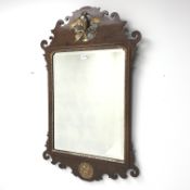 Chippendale style wall mirror, gilt 'HoHo' bird, W56cm,