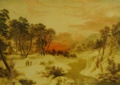 Joshua Wallis (British 1798-1862): Winter Landscape at Sunset,