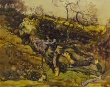 Fred Lawson (British 1888-1968): 'The Fallen Tree', watercolour signed and dated 1916,