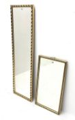 Rectangular gilt framed mirror (W33cm, H118cm) and another similar mirror (W34cm,