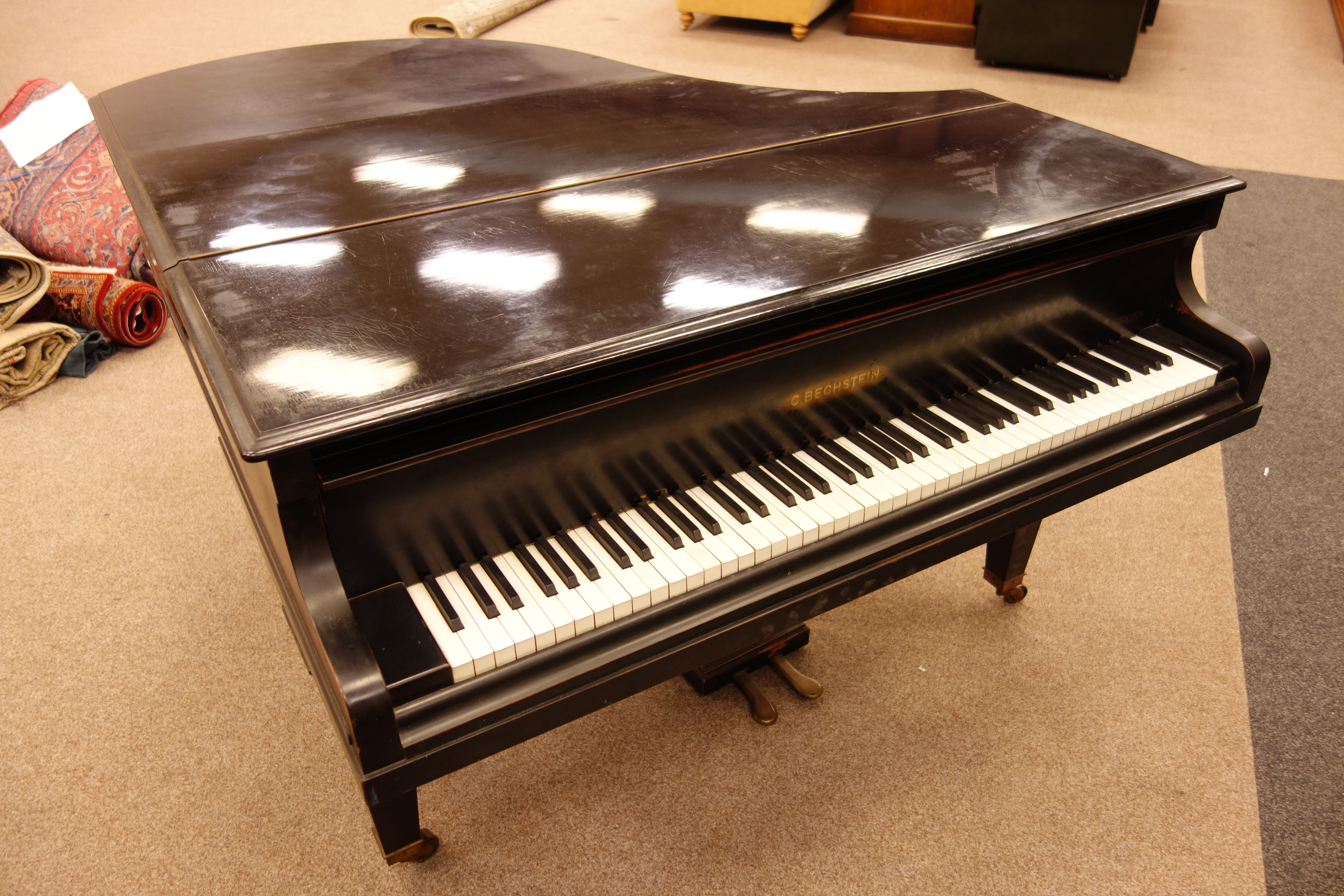 Early 20th century Bechstein model L ebonised baby grand piano, iron framed - Image 9 of 10