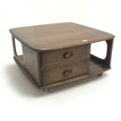 Ercol Golden Dawn Pandora coffee table, two drawers on castors, W80cm, H40cm,