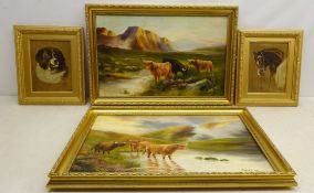 D Main (19th century): Portrait of a Horse and Dog, pair oils on canvas signed and dated 1880,