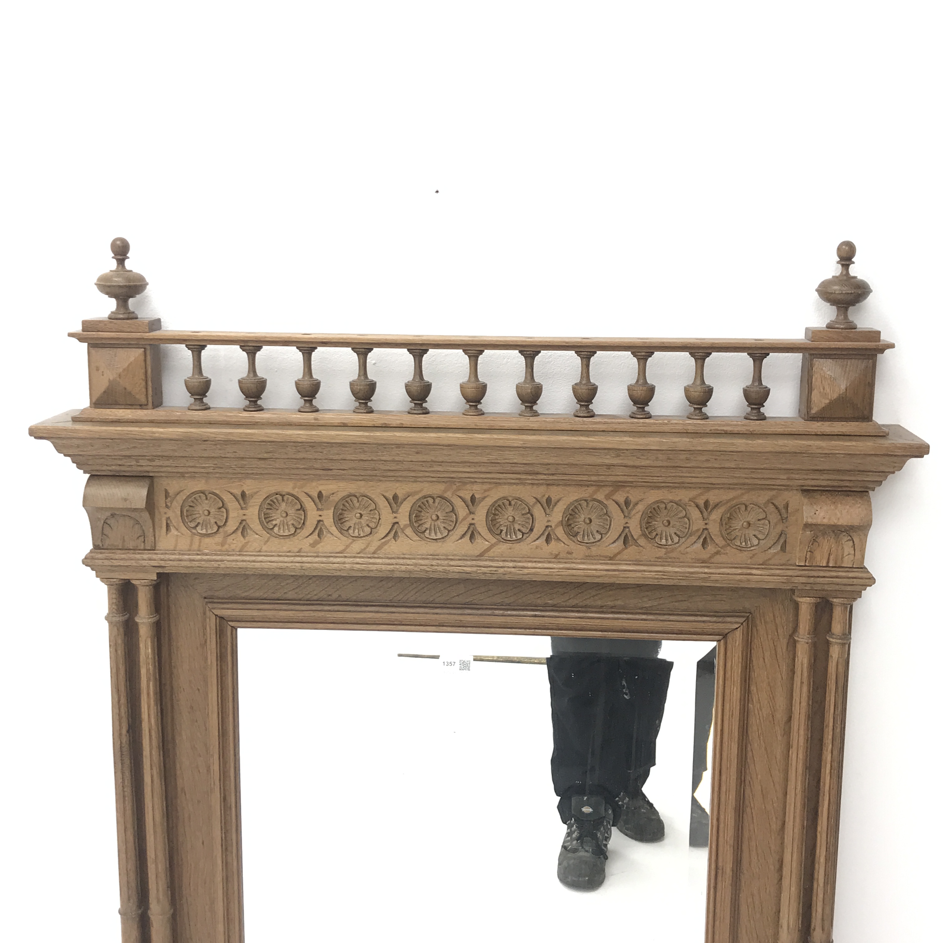Classical carved oak framed pier glass mirror fitted with bevel edged glass, - Image 2 of 2