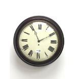 20th century wall clock with convex Roman dial brass bezel and single fusee movement,