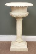 Victorian style centre-piece urn with Corinthian column and egg and dart rim, antique white finish,