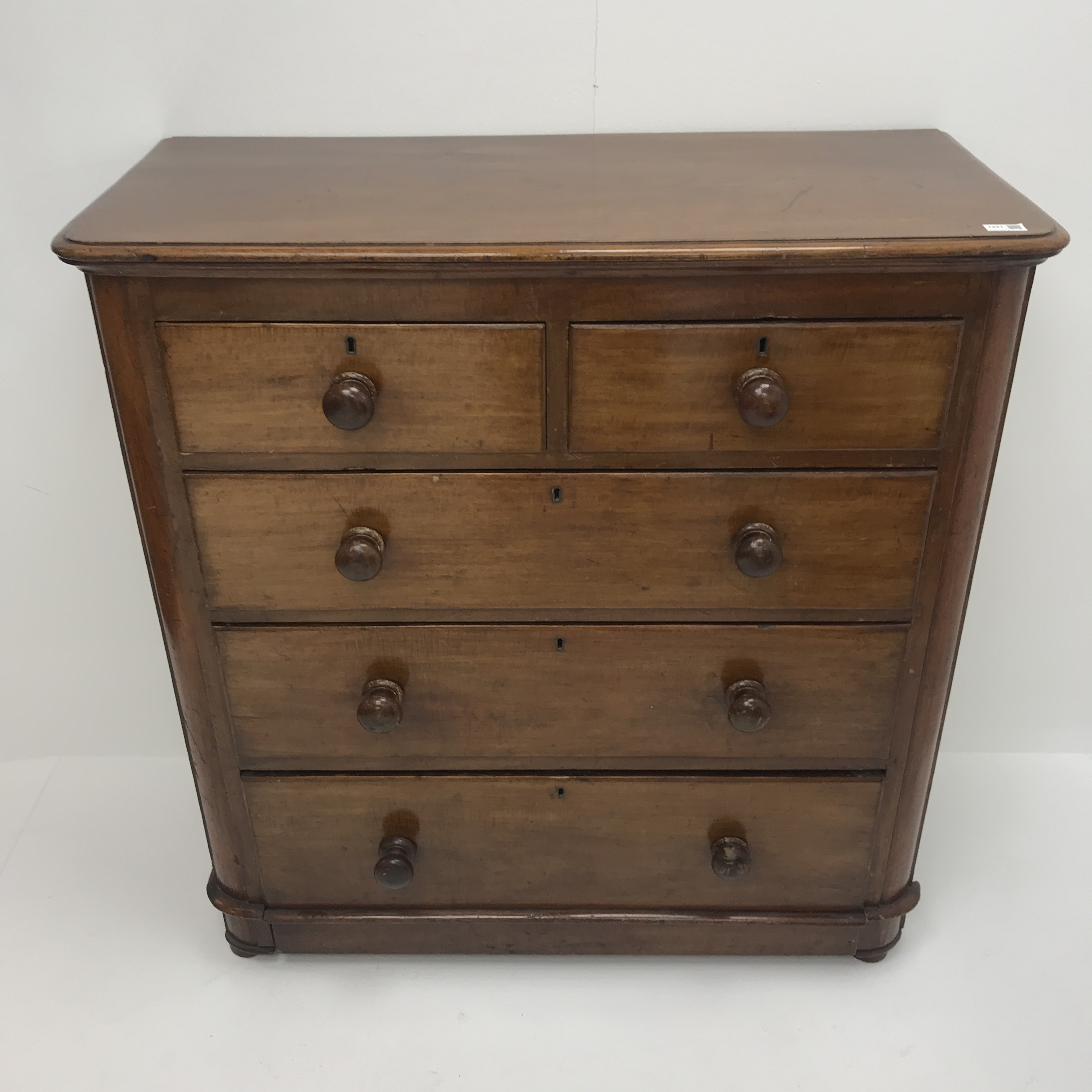 Victorian mahogany chest, two short and three long drawers, W102cm, H106cm, - Image 2 of 4