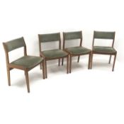 Danish Farstrup Mobler solid teak dining chairs, upholstered back and seat, tapering supports,