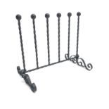Wrought metal boot rack, painted black finish, W66cm,