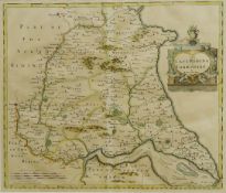 Robert Morden (British 1650-1703): 'The East Riding of Yorkshire', map with hand coloured,