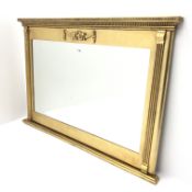 Gilt framed architectural overmantle mirror (W126cm, H87cm) and another rectangular mirror (W105cm,