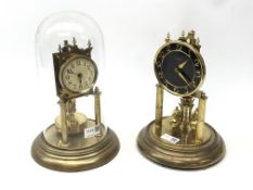 20th century German Anniversary clock, white Arabic dial with urn finials,