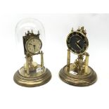 20th century German Anniversary clock, white Arabic dial with urn finials,