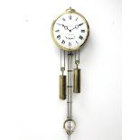 French Comptoise type wall clock, convex white dial signed Cent-Vignes de Beausejour,