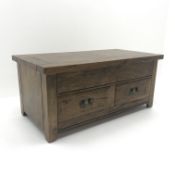 Barker & Stonehouse Frontier Range mango wood coffee table, two through drawers, stile supports,