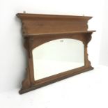 Edwardian pine overmantle mirror, W1223cm,