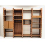 Mid 20th century teak four sectional wall unit,